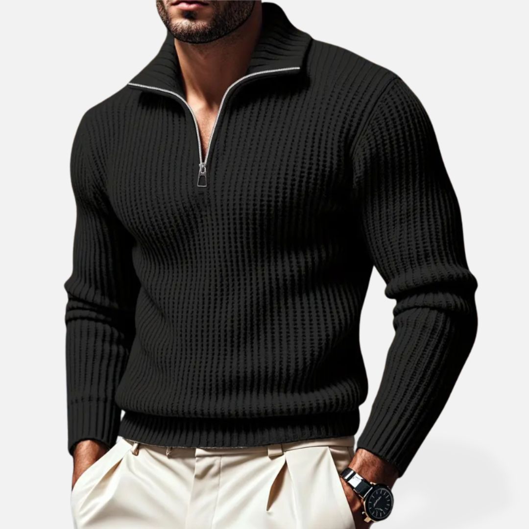 Men's - Knitted Half Zip Sweater - Soft & Cosy - Casual Layering Essential - Perfect for Any Occasion