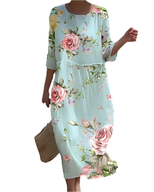Women's - Casual Dress - Floral Pattern - Lightweight Fabric - Perfect for Everyday Wear