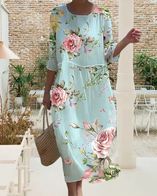 Women's - Casual Dress - Floral Pattern - Lightweight Fabric - Perfect for Everyday Wear