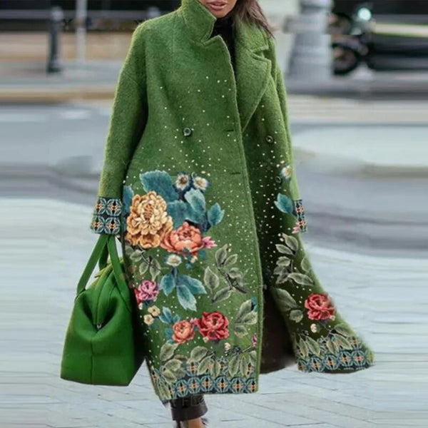 Elegant winter coat with floral pattern