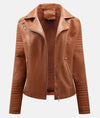 Ladies leather jacket without hood