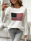 Casual knitted jumper with American flag print - women's jumper