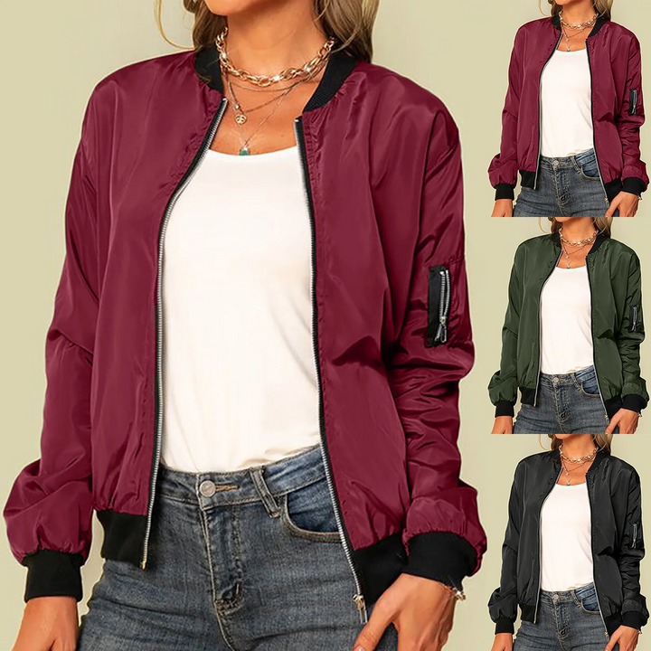 Lightweight bomber jacket with zip