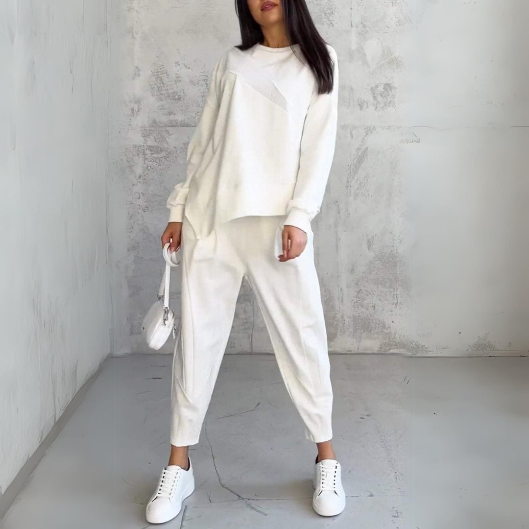 Women's - Comfortable Two-Piece Set - Round Neck & Stylish Design - Perfect for Everyday Wear