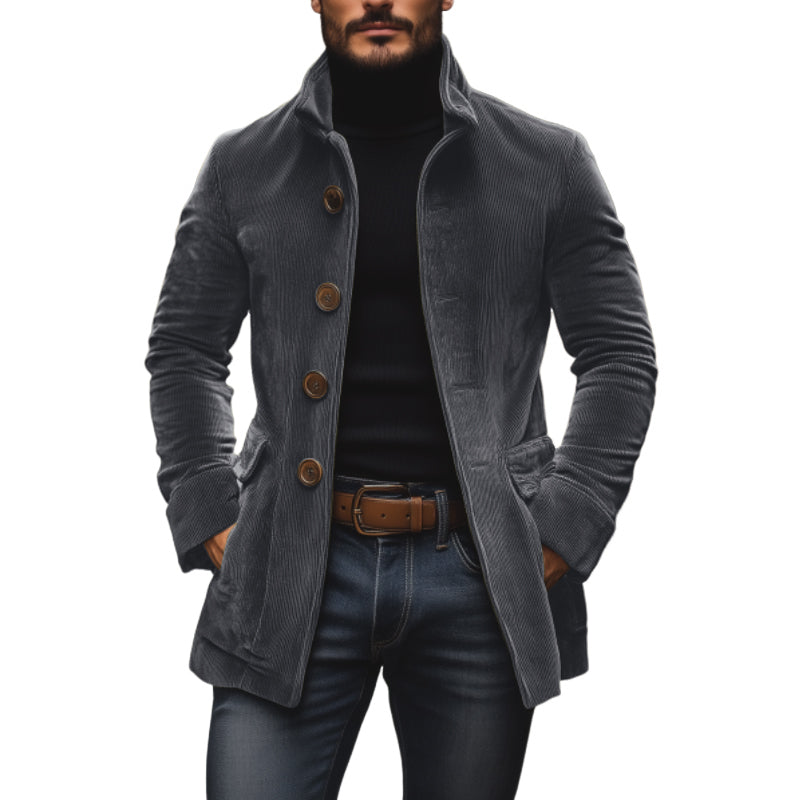 Men's - Vintage Short Coat - Corduroy - Stand Collar Slim Fit