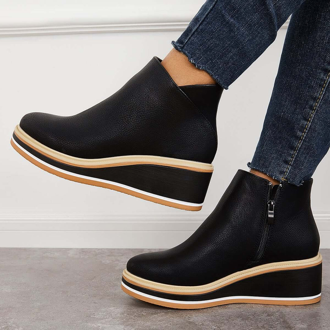 Stylish Ankle Boots With Zipper and Platform