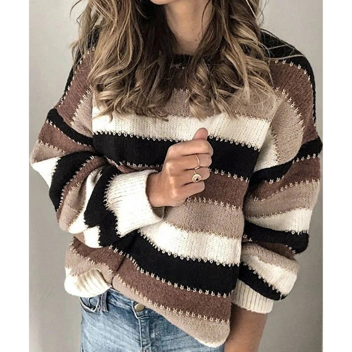 Comfortable jumper with wide stripes, Fashionable jumper