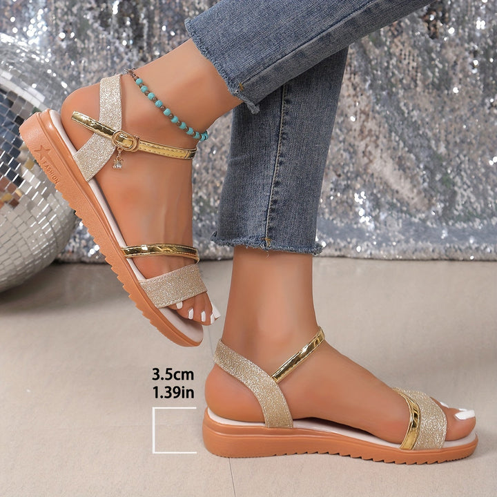 Women's - Plus Size Comfortable Summer Platform Sandals - Wedge Style with Buckle - Stylish Footwear for Every Occasion