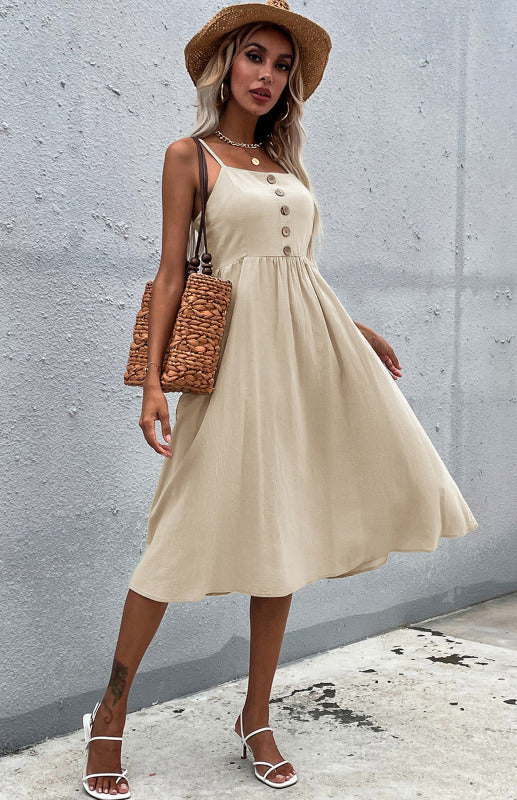 Slim-fit linen dress