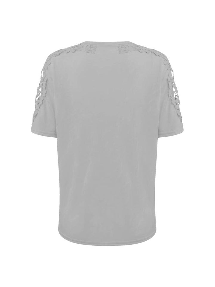 Simple T-shirt with a round neckline and lace seams