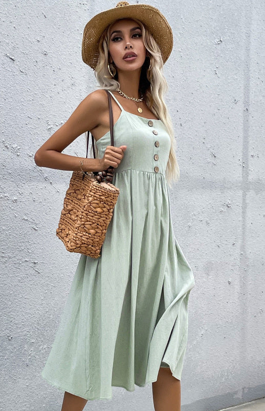 Slim-fit linen dress