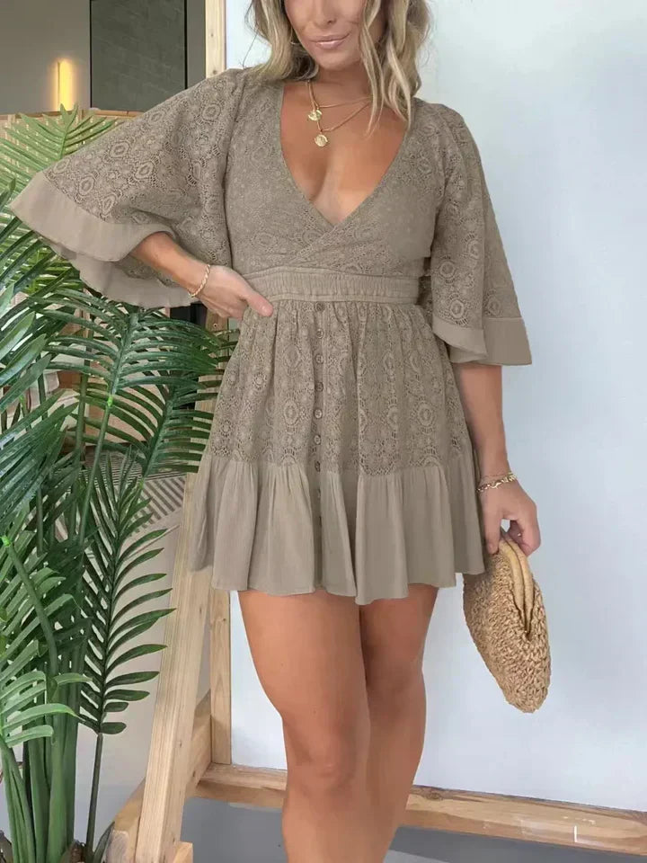 Women's -  Lace & Crochet Play Dress - Elegant Style for Every Occasion - Perfect Summer Outfit