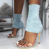 Women's - Ankle Wrap Sandals - Novelty Denim Style - Comfortable and Trendy Footwear