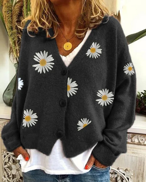 Single-breasted Floral Cardigan