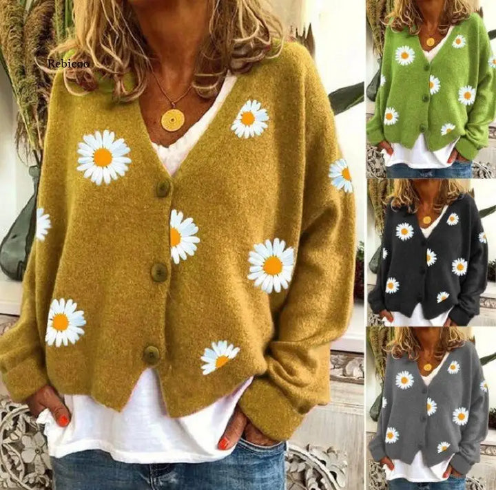 Single-breasted Floral Cardigan