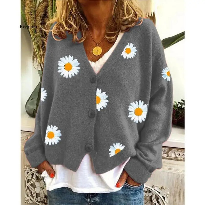 Single-breasted Floral Cardigan