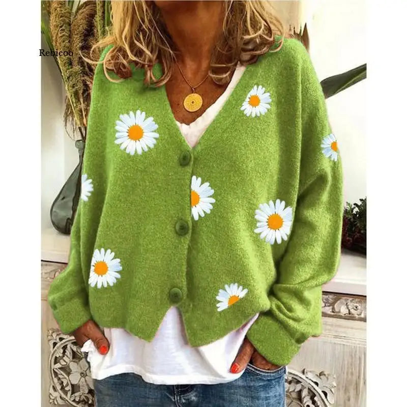 Single-breasted Floral Cardigan