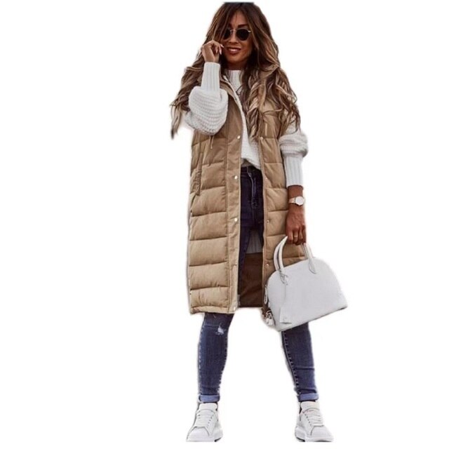 Cynthia™ Vest Long cotton coat Sleeveless loose jacket