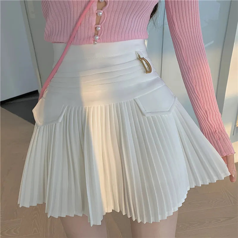 Pleated A-line skirt