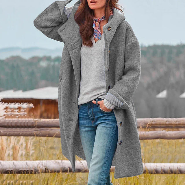 Stylish women's coat with hood