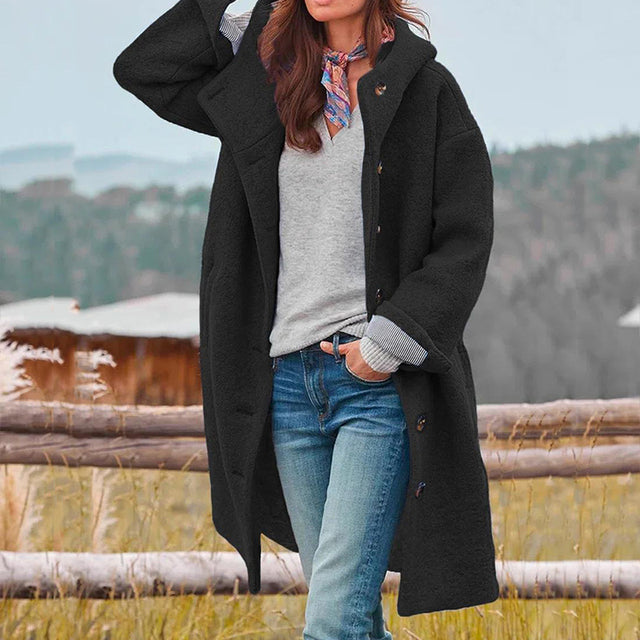 Stylish women's coat with hood