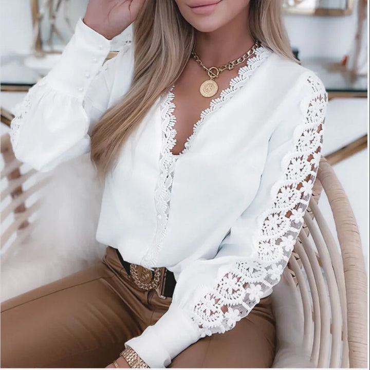 Elegant white women's blouse in 2024 style