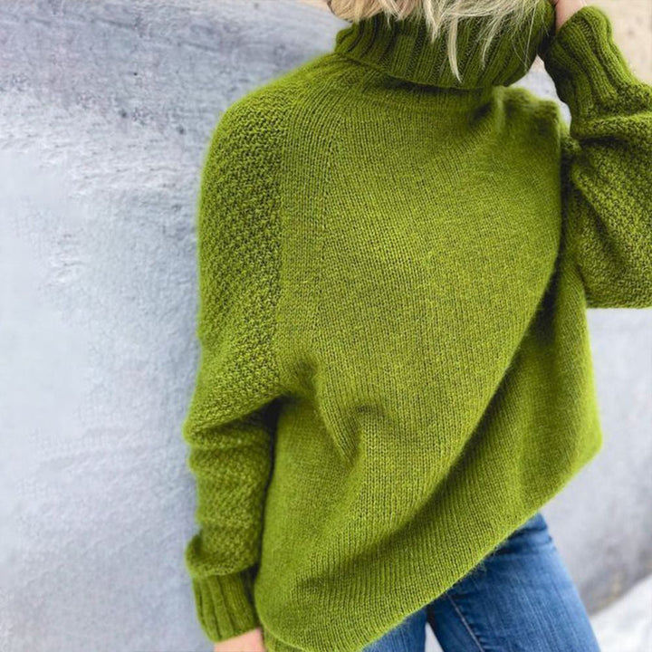 Grass green oversized knitted turtleneck jumper