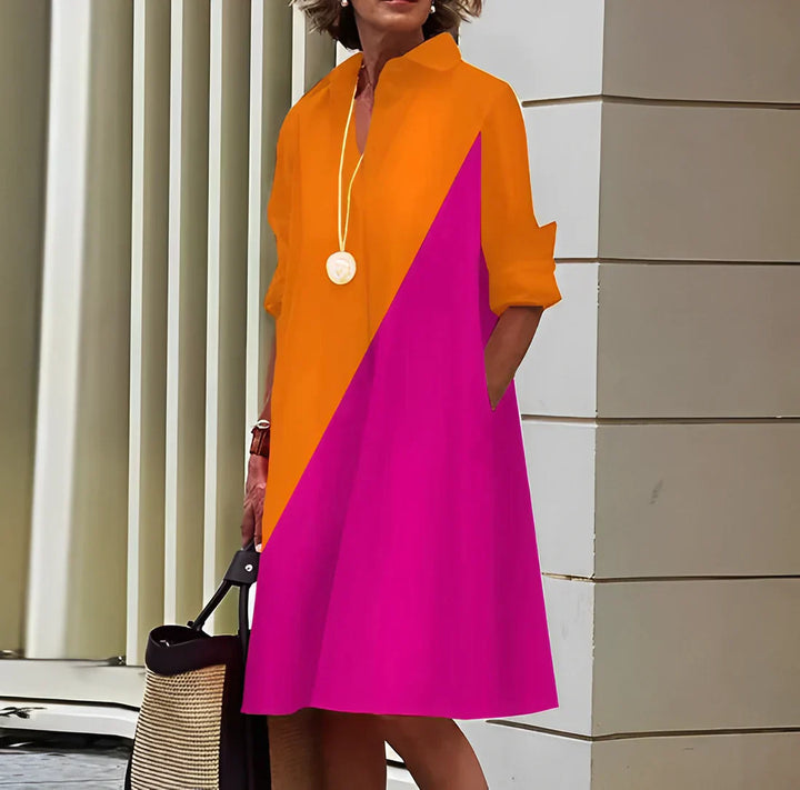 Fashionable dress with polo collar