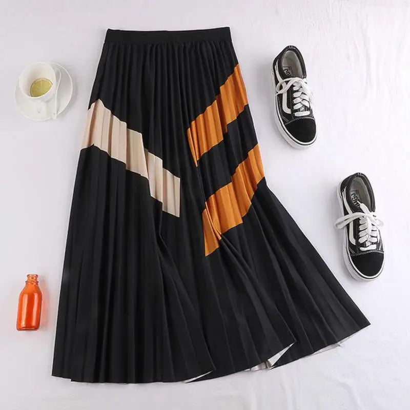 Temperament skirt with colour block design