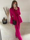 Elegant blazer with belt and matching trousers