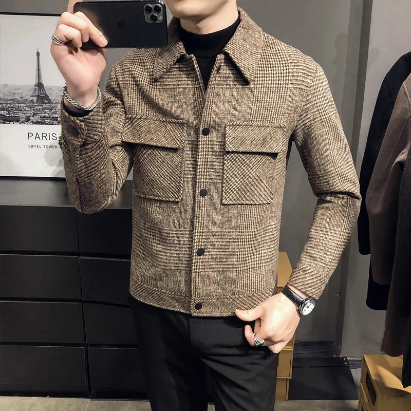 Handmade Plaid Men's Coat