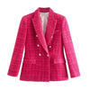 Women's double-breasted casual blazer with long sleeves