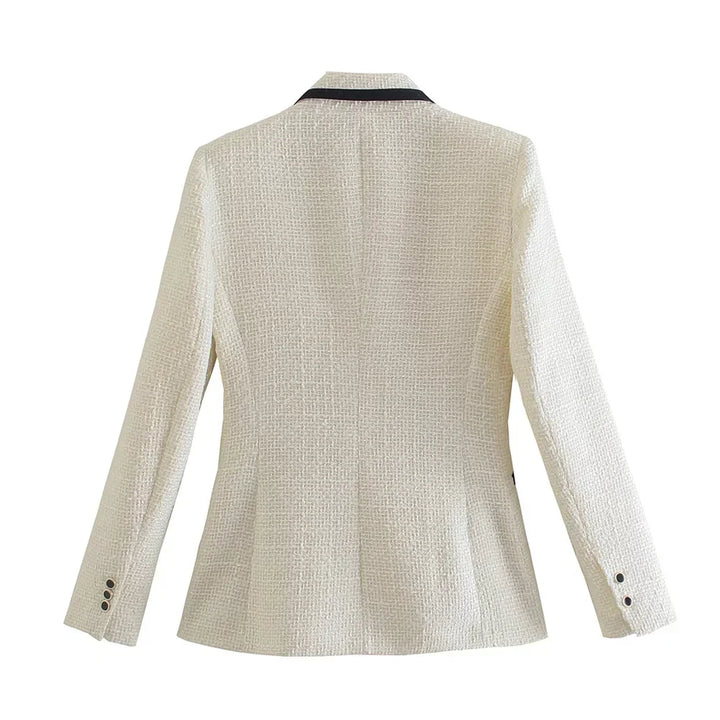 Women's double-breasted casual blazer with long sleeves