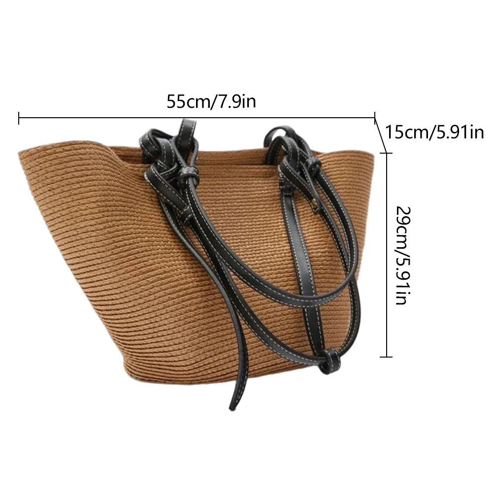 Straw beach shoulder bag for women