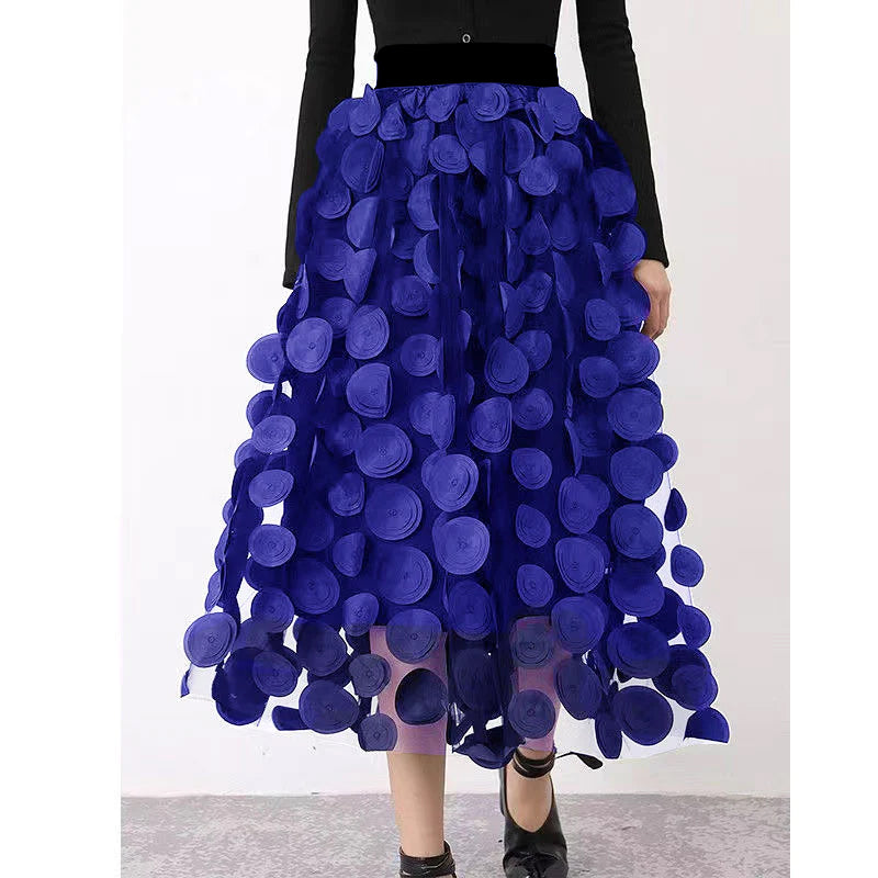 Dotted patchwork skirt in tulle