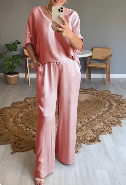 Stylish two-piece satin set