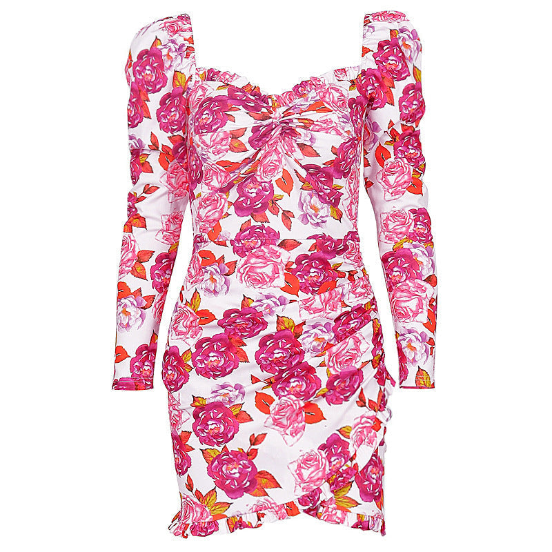 Modern Couture ruffled dress with floral print