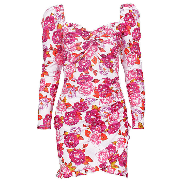 Modern Couture ruffled dress with floral print