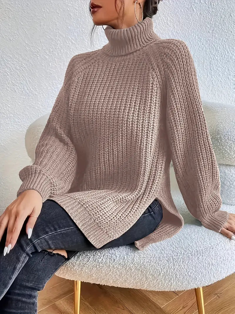 Women's - Turtleneck Sweater - Soft Knit Fabric - Stylish & Cosy Layering