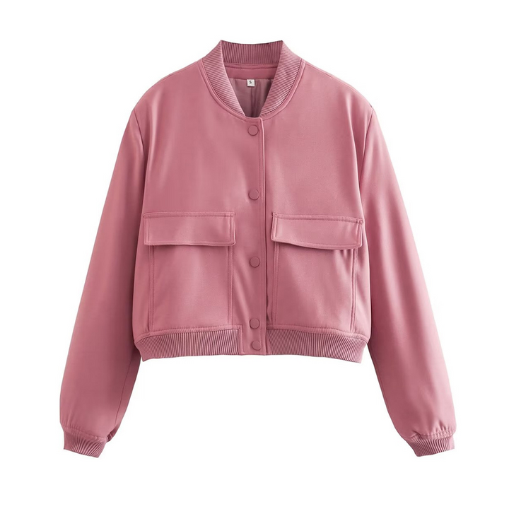 Stylish bomber jacket with ribbed hem and press stud fastening