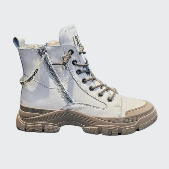 Elegant high-top sneaker boots with zip fastening