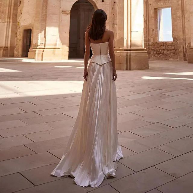 Elegant pleated off-the-shoulder evening dress