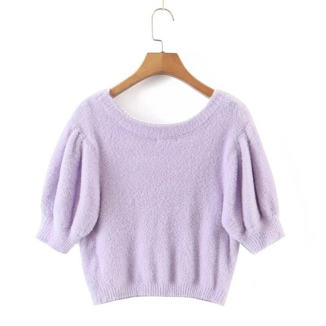 Fluffy cardigan with V-neckline