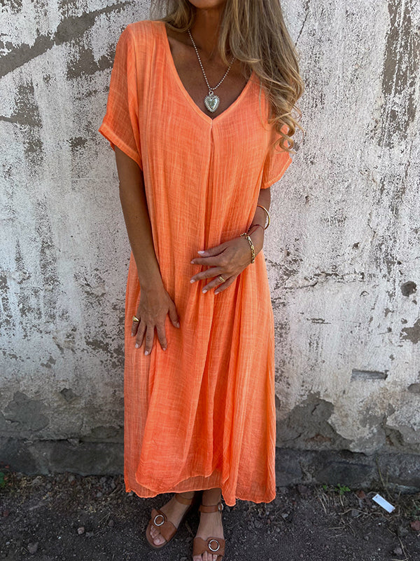 Comfy midi dress with V-neck