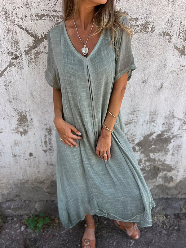 Comfortable V-neck midi dress