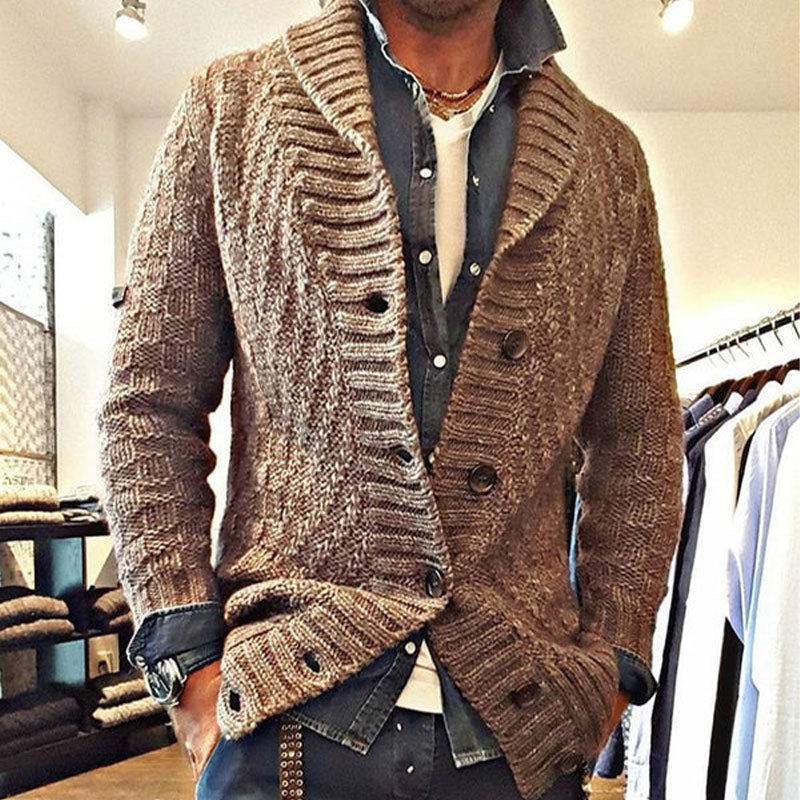 Men's - Vintage Cardigan Jacket - Lapel Knit - Stylish & Comfortable Layering