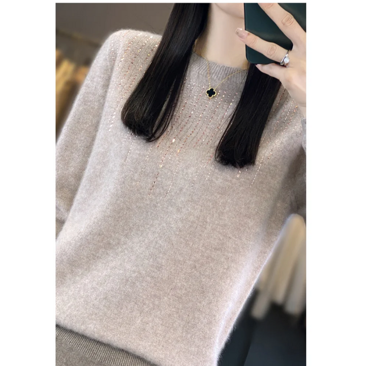 Soft Knitted Ladies Sweater with Sparkling Details