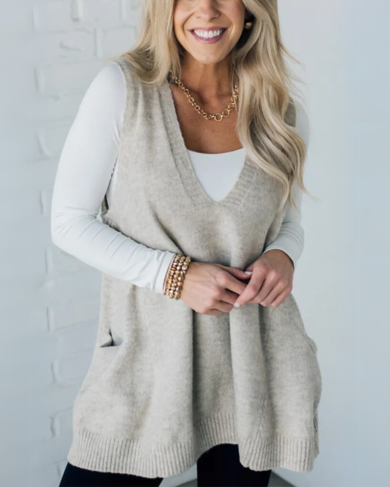Women's - Cosy Knit Vest - Soft Fabric - Stylish Layering Essential for All Seasons