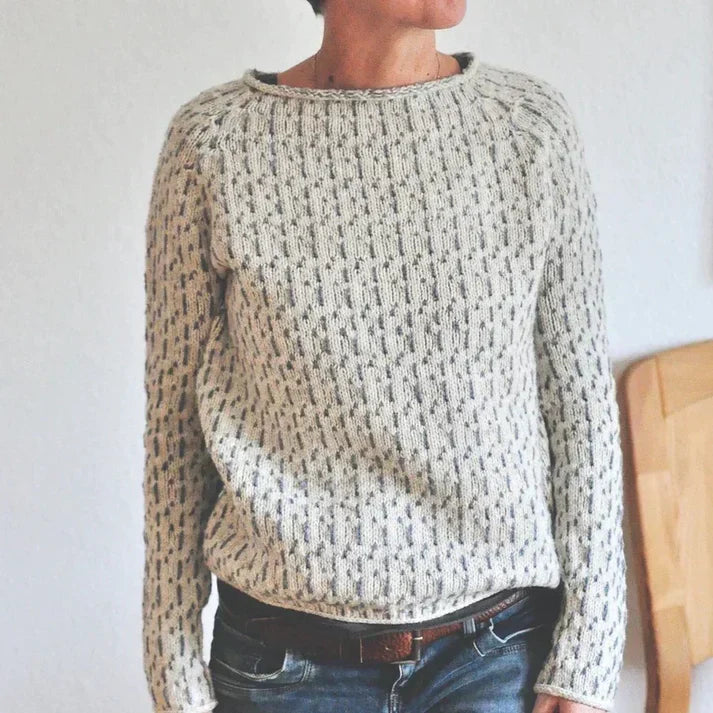 Chic grey jumper with a boat neckline