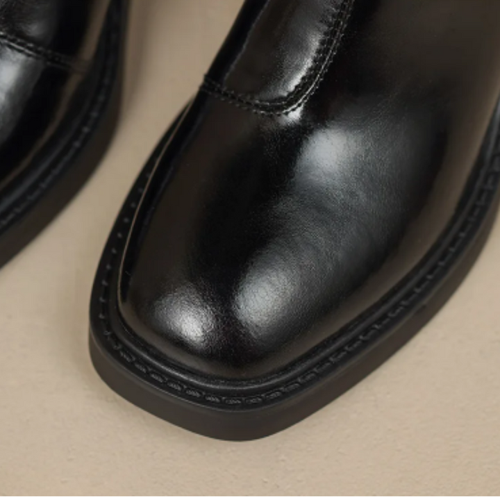 Women's - Ankle Boots - Stylish Square Toe Design with Block Heel - Comfortable Footwear for Any Occasion